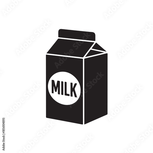 Milk carton silhouette icon of gable top dairy beverage package isolated on white