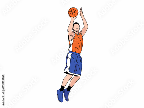 Professional Basketball Player Jumping for High Jump Shot