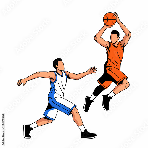 Basketball Athlete Jumping High for Jump Shot in Game Action