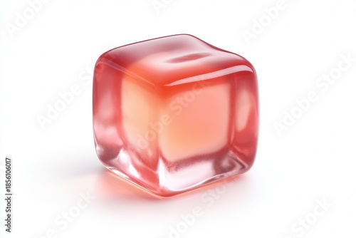 Glossy jelly cube isolated on white background with clean modern look.