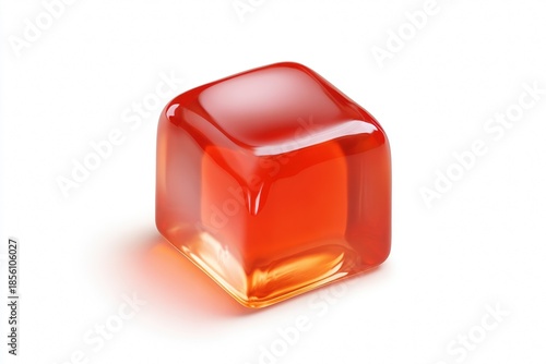Glossy Jelly Cube Isolated on White Background