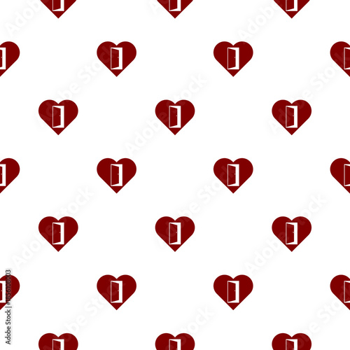 Door of heart seamless pattern isolated on white background