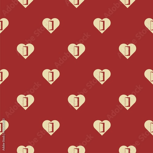 Door of heart seamless pattern isolated on color background