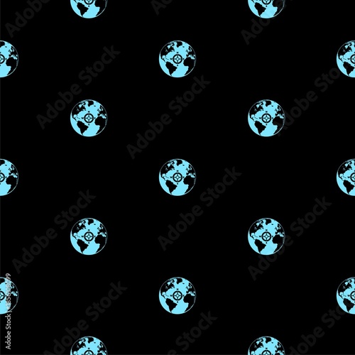 Earth compass seamless pattern isolated on black background