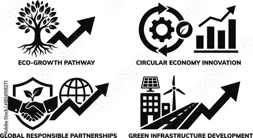 Sustainable Business Growth Strategy Vector Illustration