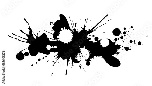 Ink Splatter Art: A dramatic display of black ink splatters, each mark telling a story of abstract artistry. A visually stunning illustration, perfect for adding a touch of bold creativity.