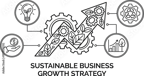 Sustainable Business Growth Strategy Vector Illustration
