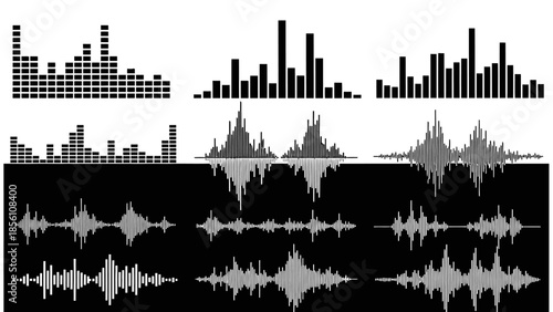 Soundwave Spectrum: A detailed presentation of sound waves displayed in a spectrum, showcasing the intricacies of audio frequencies and visual representations of sound.
