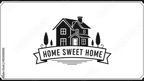 Home Sweet Home: An elegant illustration of a classic house, symbolizing comfort and belonging.