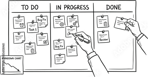 Agile Project Planning Scrum Board Vector Illustration