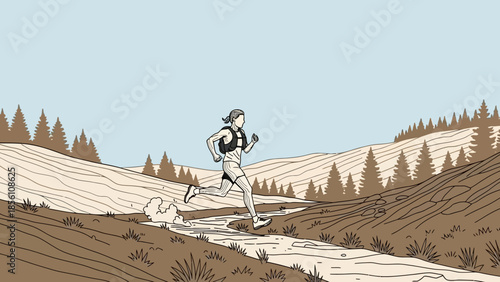 A woman and boy find adventure and freedom while walking through a hot desert landscape featuring dunes and distant mountains near a summer golf course