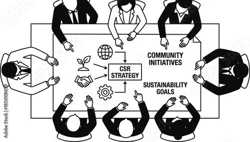 Corporate social responsibility planning and strategy vector
