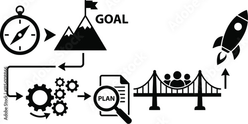 Goal Setting Business Strategy Flat Illustration