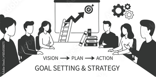 Goal Setting Business Strategy Flat Illustration