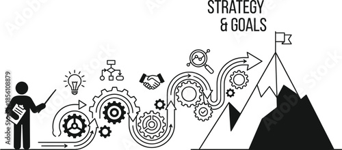 Goal Setting Business Strategy Flat Illustration