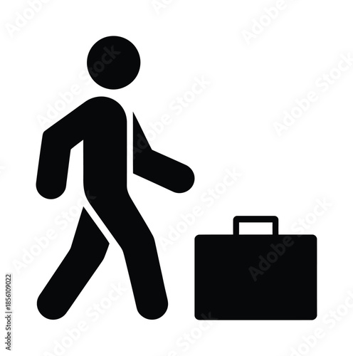 Simple black vector of person walking carrying briefcase