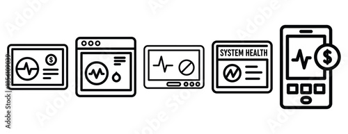 system health outline icons collection with multiple styles.