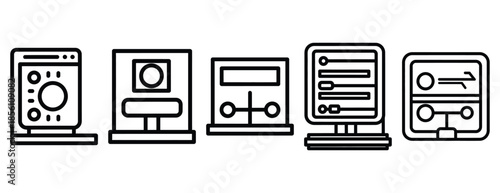 throughput optimization outline icons collection with multiple styles.