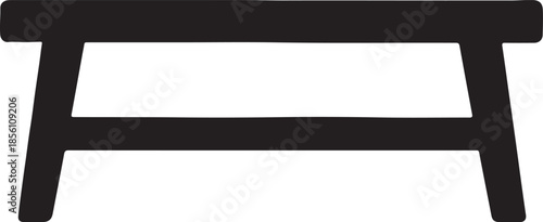 Simple Black Silhouette of a Rectangular Table with Four Legs on a White Background