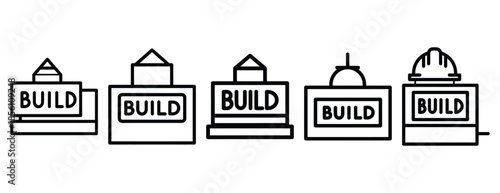 build process outline icons collection with multiple styles.