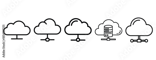 cloud infrastructure outline icons collection with multiple styles.