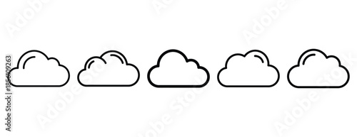 cloud storage outline icons collection with multiple styles.