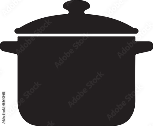 Black Silhouette of a Covered Cooking Pot