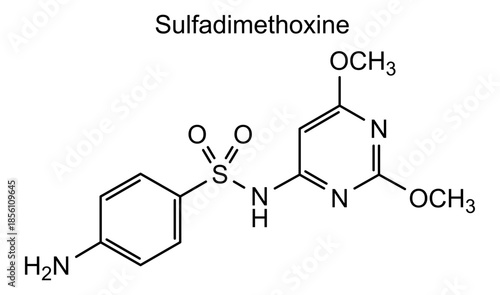 Sulfadimethoxine, chemical structure of sulfadimethoxine, drug substance