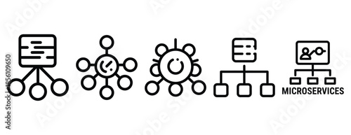 kubernetes cluster outline icons collection with multiple styles.