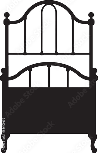 Black Silhouette of Vintage Metal Bed Frame