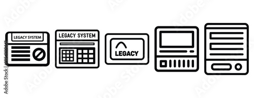 legacy system outline icons collection with multiple styles.