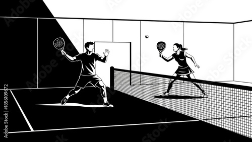 Silhouette of a man holding a ball among people in motion