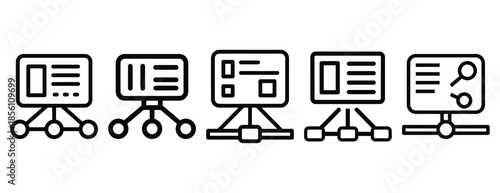 network monitoring outline icons collection with multiple styles.