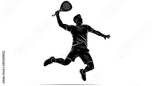 Dynamic Sport Silhouette: Capturing the energy of a player mid-action, poised to strike a powerful shot, showcasing determination and athleticism.