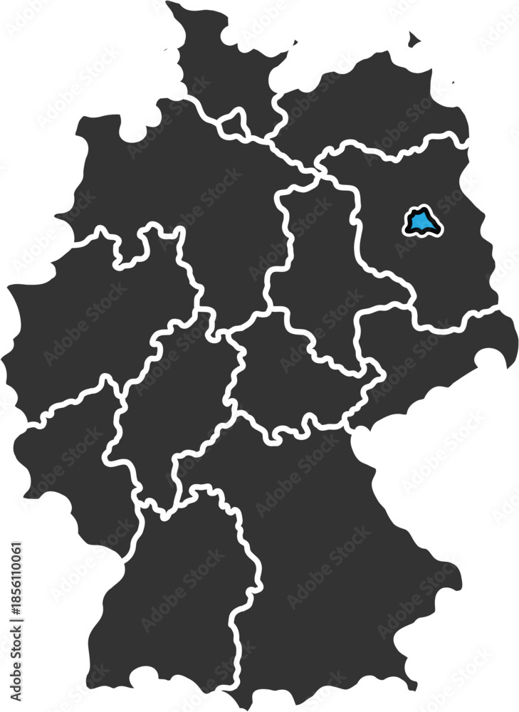 Obraz premium Black Germany Map with Highlighted Area