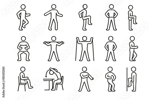 Seated vector core workout place pillow micro jog posture stair icon hops