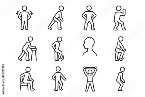 Step motion neck hold vector bounce micro icon chair raise pull workout