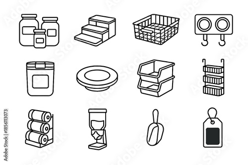 Lazy icon goods can vector icons minimalist rack organizer dispenser magnetic stackable