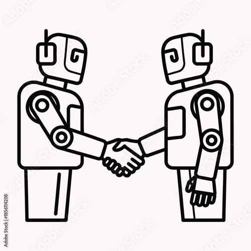 ai robot handshake collaboration icon