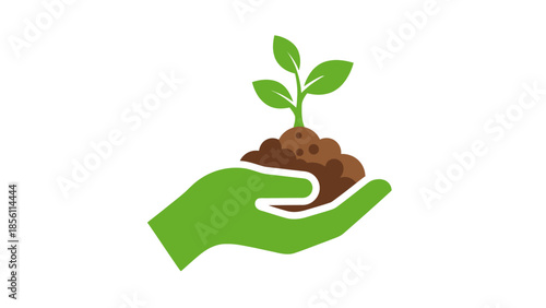 Hand Holding Small Green Plant Soil.