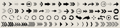 Arrow icons set. Arrow collection. Simple arrow big set. Title Arrow icon set. Black direction pointer. Vector illustration.