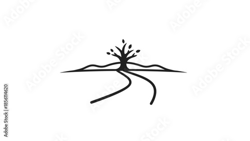 Simple Black Neuron Illustration on White.