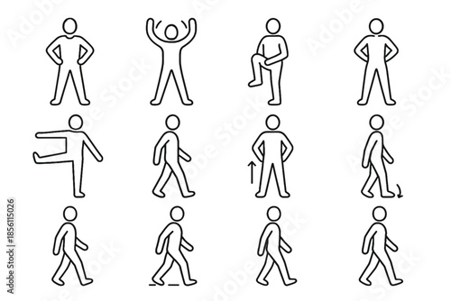 Stability blade healthy upright vector mobility step torso controlled icons gentle icon