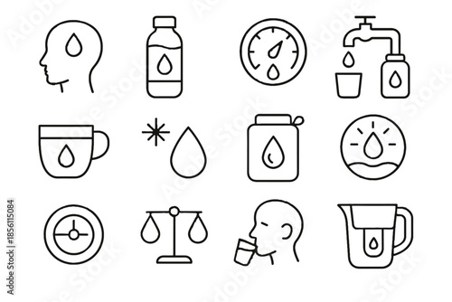 Regulator water tap jug icons hydration vector chilled mindfulness icon eco mindful