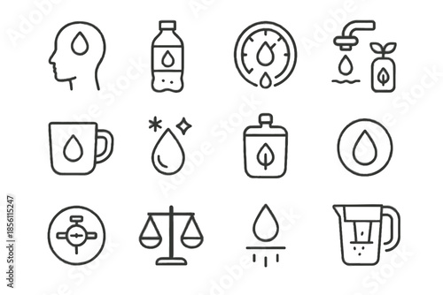 Regulator water vector emblem mindful hydration eco refill icon morning chilled icons
