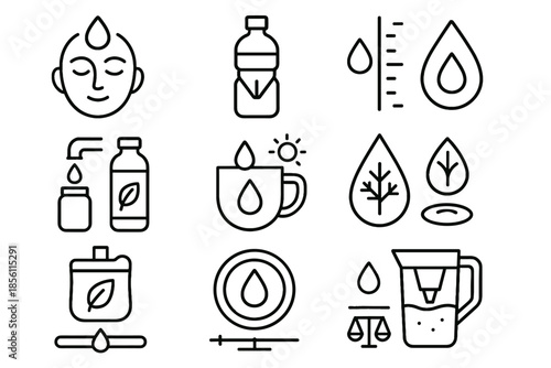 Mindful mindfulness hydration vector eco pouch icons icon tap reusable droplet water