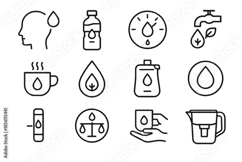 Icons eco mindful filtered icon symbol jug water emblem mindfulness vector minimal