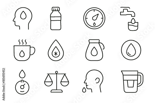 Water eco measurement icon vector emblem filtered mindfulness mindful icons hydration flow