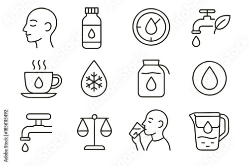 Water hydration reusable tap vector mindful icon eco icons balanced clean filtered