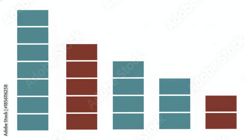Descending bar chart vector illustration. Minimalist flat design graph for business and finance data analysis. Statistical diagram element